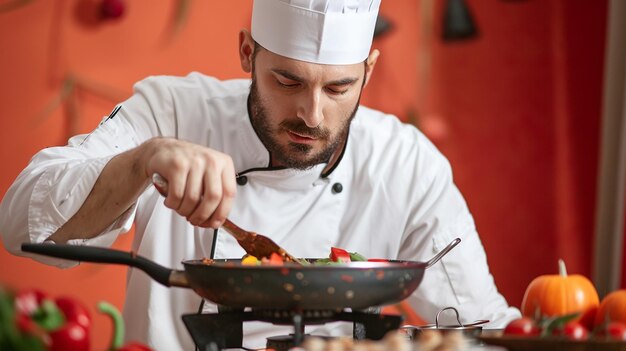 Bucătar pregătind mâncare